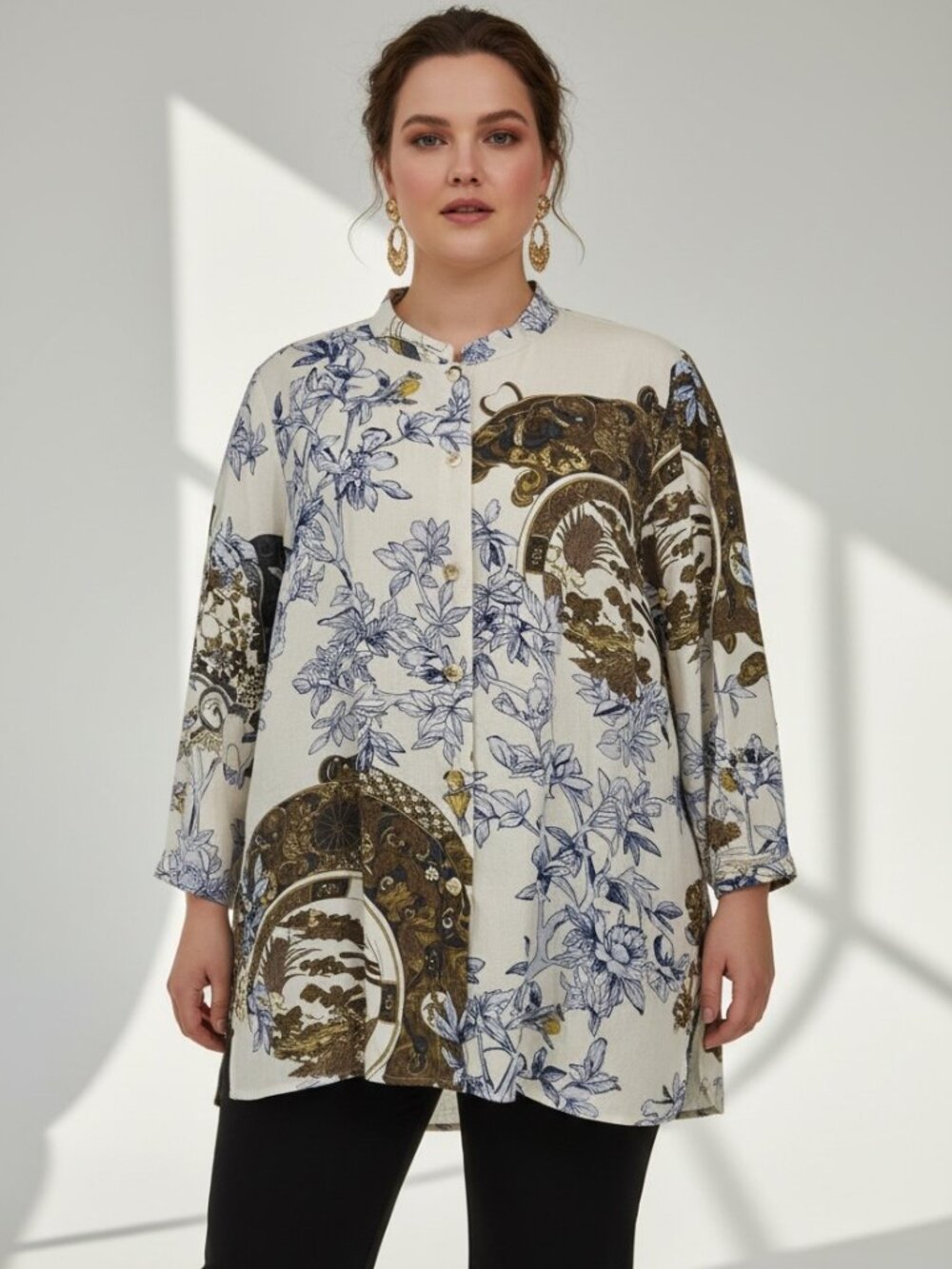 Citron Santa Monica Silk Jacket 1X Chinoiserie Floral Toile Mandarin Collar Boho